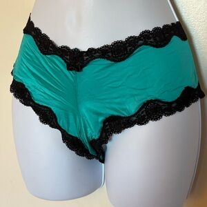 Victoria's Secret Teal Boyshort with Black Lace Trim
